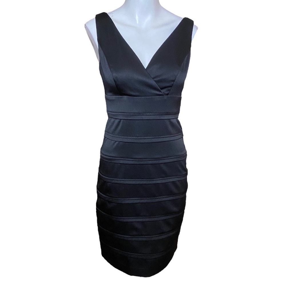 American Living Black V-Neck Bandage Sheath Dress